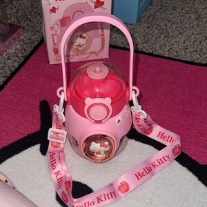 Hello Kitty Pink Portable Bottle with Strap and Character Window